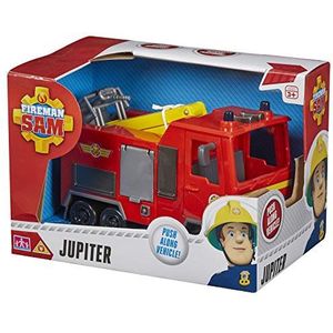 Jfireman Sam Jupiter the Fire Engine. Open the door and unwind the hose ready for action. Raise the crane arm with rescue platform to save the day