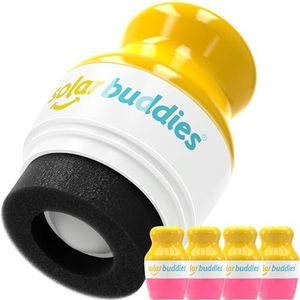 Solar Buddies Zonnebrandcrème Applicator - Pak van 4 roze - Herbruikbare roll-on sponsapplicator voor zonnebrandcrème, zonnebrand en lotion voor kinderen, volwassenen en gezinnen - Bevat 100 ml