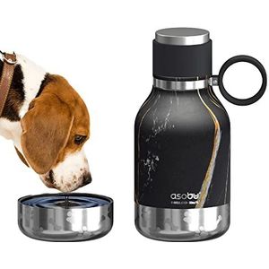 Asobu Hondenbak bevestigd aan roestvrij staal geïsoleerde reisfles voor mensen 32 oz/1,1 liter met afneembare hondenbak (Midnight Marble)..