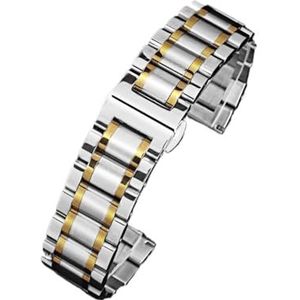 LUGEMA Roestvrij Stalen Band 13mm 14mm 16mm 18mm 20mm 22mm 24mm Metalen Horlogeband Link Armband Horlogeband Zwart Zilver Rose Goud (Color : Goldsmith, Size : 26mm)