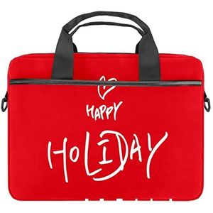 Happy Holiday Red Quote Laptop Schouder Messenger Bag Crossbody Aktetas Messenger Sleeve voor 13 13.3 14.5 Inch Laptop Tablet Beschermen Tote Bag Case, Meerkleurig, 11x14.5x1.2in /28x36.8x3 cm