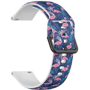 Compatibel met Garmin Vivoactive 5, Vivoactive 3/3 Music, Approach S12 / S40 / S42 (roze flamingo's) 20 mm zachte siliconen sportband armband armband, Siliconen, Geen edelsteen