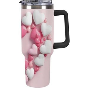 RTFGHJS 40 oz Tumbler Hartvormig Frame Geïsoleerde Tumbler Reiskoffiemok met Rietjesdeksel Roestvrijstalen Waterfles Vacuüm Geïsoleerde Tumbler voor Sport Werk Auto Reizen Weekends