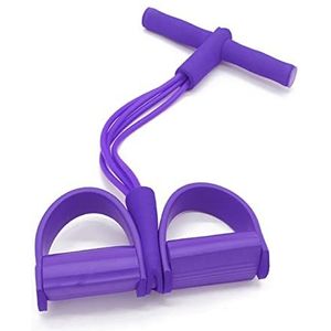 Pedaal Oefenaar 4 tube home gym sport apparatuur pull touw pedaal enkel puller indoor fitness elastiek sit-up pull touw abdominale oefening Bureau Hometrainer Pedaal Oefenaar (Size : Purple)