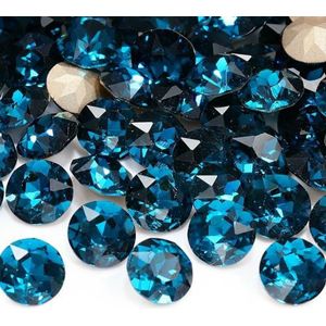 10 stuks edelsteenbloem K9 glitterglasstenen pointback edelsteen kristal strass kralen lijm op strass voor DIY nail art - blauwe zirkoon - 12 mm - 10 stuks