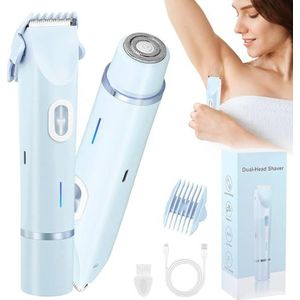 Mapille Elektrisch scheerapparaat voor dames, 2-in-1, dual head intieme scheerapparaat voor vrouwen, gezichtshaarverwijderaar, oplaadbaar scheerapparaat, waterdicht, nat en droog scheerapparaat voor