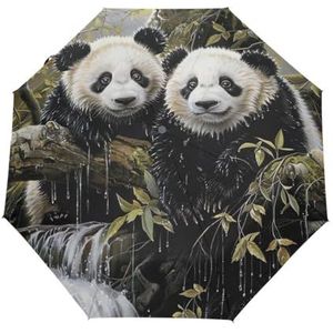 GAIREG Regenachtige Dag Panda's Opvouwbare Paraplu Auto Open Compact Lichtgewicht Reis Paraplu voor Regen