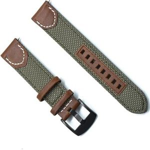 INSTR Vintage nylon lederen ontgrendelingsriemen voor heren voor Seiko voor Omega horlogeband met gesp (Color : Army Green, Size : 22mm)
