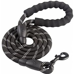 Reflecterende Touw Duurzaam Grote Hondenriem Wandelen Halsband Versterken Tractieharnas Ronde Nylon Hondenlijn-zwart, 200cm