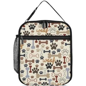 Puppy Hond Pet Paw Bones Draagbare Volwassen Lunch Zakken Box Tote Lekvrij Geïsoleerde Koel Tas met Side Mesh Pocket