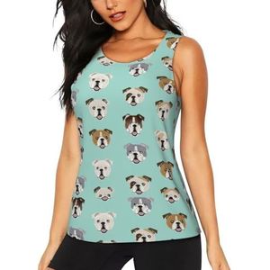 AYYQWE Grappige Engelse Bulldog Print Tanktops Yoga Hardlopen Wandelen Outdoor Activiteiten Casual Dagelijks Dragen Avontuur Sport, Zwart, S