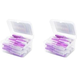 2 Set Van 40 Stuks Interdentale Borstel Hoofd Tanden Borstels Handheld Indoor Mondhygiëne Tool Huishoudelijke Reizen Vakantie Paars 1.2-1.5mm