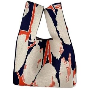 Knoop Pols Tas Handgemaakte Mini Gebreide Handtas Voor Vrouwen Kleine Knoop Pols Tas Casual Kleurrijke Plaid Tote Bag Meisjes Herbruikbare Boodschappentassen Pols Tas, Cloor-05, Eén maat