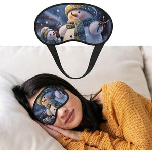 Winter Sneeuwpop Slaapmasker Zacht Verduisterend Oogmasker met Verstelbare Riem Comfortabele Oogschaduw Cover voor Vrouwen Mannen Diepe Rust Reizen Werk Thuis