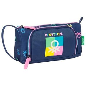 BENETTON Cool etui met volledige vouwtas, pennenetui voor kinderen, ideaal voor schoolkinderen, comfortabel en veelzijdig, kwaliteit en duurzaamheid, 20 x 8,5 x 11 cm, marineblauw, Donkerblauw,