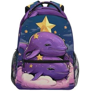 Leuke Cartoon Dolfijn Ster Doodle Crossbody Tassen Schooltas Studenten Schooltas Meisjes Reizen Jongens, Afbeelding, M