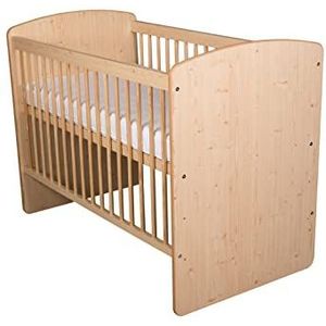 KMbaby babybed K2 naturel hout 120 x 60 cm met matras & lattenbodem - ledikant ledikant 3 niveaus in hoogte verstelbaar - naturel grenen hout & MDF