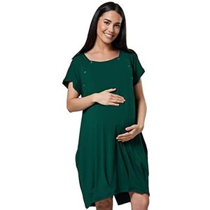 Chelsea Clark Dames Zwangerschaps Multifunctioneel Nachthemd voor borstvoeding (DONKERGROEN, 2XL)