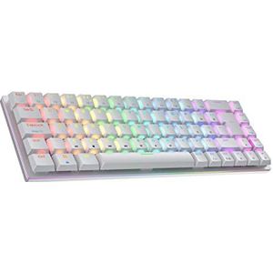 Ranked G65 Guardian 65% | Volledig Aluminium Frame | Hot-Swappable Mechanisch Gamingtoetsenbord | 69 Toetsen RGB LED voor PC/Mac | QWERTY Britse lay-out (Wit, Gateron Low Profile Brown)