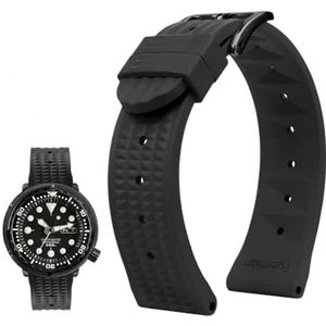 20mm 22mm rubberen horlogeband geschikt for Seiko IWC Citizen wafelband armbanden mode universele heren duiker siliconen sporthorlogeband (Color : Black-black, Size : 20mm)