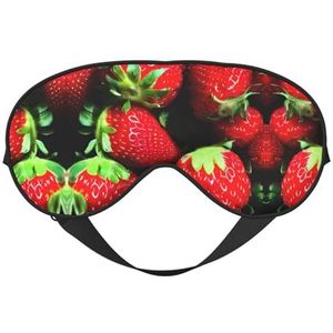 Aardbeienpatroon Print Zacht Oogmasker voor Vrouwen Mannen Comfortabel met Verstelbare Riem voor Reizen Yoga Nap Shift Werk