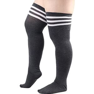 DRESHOW Plus Size Dij Hoge Sokken Gestreepte Over de Knie Lange Boot Kousen Knie Hoge Buis Sokken Beenwarmers voor Vrouwen