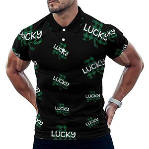 Lucky Buffalo Plaid Shamrock Casual Polo Shirts Voor Mannen Slim Fit Korte Mouw T-shirt Sneldrogende Golf Tops Tees S
