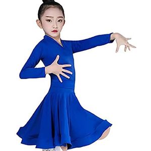 HWBZSZY Meisjes Carnaval Jazz Dancewear Kostuum Kids Moderne Latijnse Ballroom Party Dansen Jurk Lange Mouwen Gymnastiek Leotard Practice Practice Kleding,Blauw,3XS