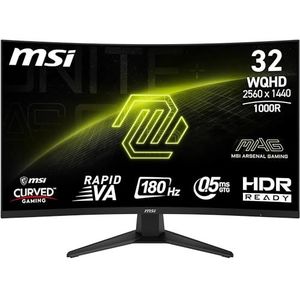 MSI MAG 325CQF 32 inch WQHD gebogen gaming-monitor - Rapid VA 1000R 2560 x 1440, 180 Hz / 0,5 ms (GtG, min.), Adaptive Sync - DP 1.4a, HDMI 2.0b CEC, USB Type-C (DP Alt. W/15W PD)