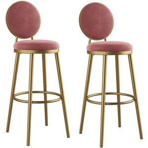 Barkrukken, Moderne Eenvoudige Barstoelen Set Van 2, Ronde Massief Houten Kussens, Geschikt For Keukens, Lounges, Bars, Kantoren, Enz (Color : Pink, Size : 39x39x90cm)