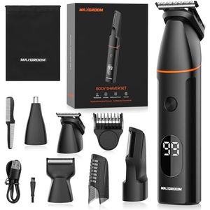 MAXGROOM 4-in-1 Body Hair Trimmer Mannen,voor Private Part & Schaamhaar met IPX6 Waterdichte w/Licht & Keramisch Blade en USB-oplader Body Groomer, Electirc Scheermes voor Mannen