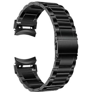 Titanium band geschikt for Samsung Galaxy Watch 6/4 Classic 47 43mm 42mm 46mm 6/5/4 40mm 44mm 5Pro 45mm Geen gaten Quick Fit Business Band(Black,For Watch 4 Classic 42mm)