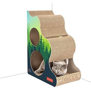 Kattenkrabplank Krabplank Krabmatten Cat Scratcher Cat Scratching Pad Bespaar Ruimte Bij De Hoek Cat Scratchers Met Twee Gaten En Belbal, Duurzaam Karton Kattenkrabber Krabmat