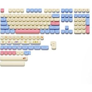 QPSJXN Gepersonaliseerde roze keycap set voor 75% van de toetsenborden 140 lagen MOA-kleurstof (Candy 143 toetsen)