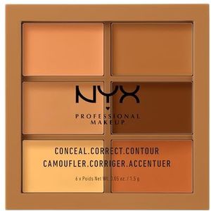 NYX Professional Makeup Conceal, Correct, Contour Palette, Zes tinten, crèmige textuur, Ondertinten, Tint: Diep