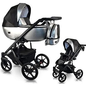 Kinderwagen, autostoel en Isofix, keuze uit 8 kleuren, Air Pro by SaintBaby Silver Rockstar AI18, 3-in-1 met babyzitje