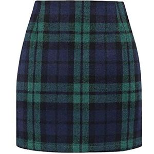 Geruite minirok, A-lijn fuzzy rok voor dames, Minirok voor dames, bodycon-potloodherfstrokken met hoge taille voor - en winterschool,