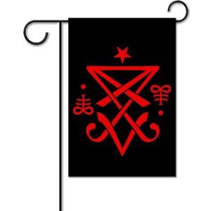 Occult Sigil van Lucifer Grappige Tuin Vlaggen Voor Buiten Dubbelzijdig 30x45 Inch Decoratieve Huis Yard Vlag Gedrukt Gift Welkom