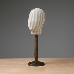 SAYEYBU Manikin Head, Cloth Mannequin Head, Hat Scarf Video Glasses Promo Display Plastic Manikin Head, Detachable Wood Stand, for Props Shop,Bruin,D