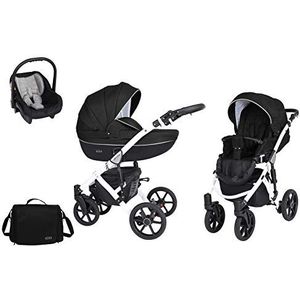 SaintBaby wandelwagen Milla White 2in1 3in1 Isofix babyzitje combi kinderwagen buggy Black 04 3in1 met autostoeltje