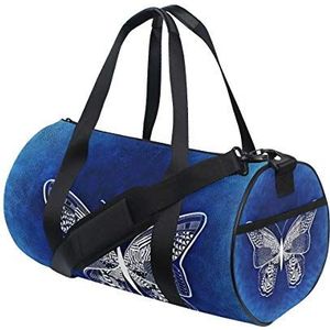 AJINGA Butterfly Blue Travel Duffle Bag Sport Bagage met rugzak riemen voor sportschool