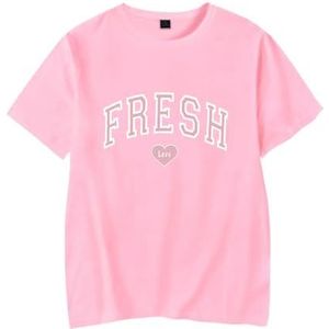 Fresh Love Tee Mannen Vrouwen Mode T-Shirt Unisex Jongens Meisjes Cool Korte Mouw Shirt Casual Zomer Kleding, roze, XS