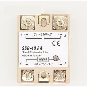 SSR-40 AA AC-AC metalen sokkel solid-state relais moudle SSR-40AA 40A AC-uitgang 24-380V 1 stuk