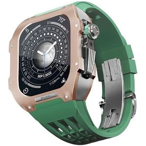 OFWAX Rubberen horlogeband Titanium legering Bezel Case, Voor Apple Watch 7/8 45mm Serie Horloge Vervanging Accessoires, Roestvrij Staal Horloge Case Band Mod Kit Accessoires, 45MM, agaat