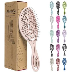 Ninabella haarborstel antiklit dames en heren - Spiraalvormige anti klit borstel - Detangler brush - Stijlborstel krullen of steil haar - Roségoud