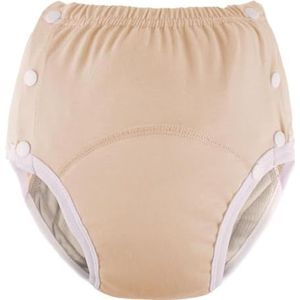 Katoenen incontinentiebroek voor volwassenen: wasbaar, ademend, verstelbaar, lekvrij ondergoed voor ouderen (geel, XXL)