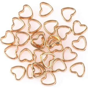 50 stuks twee gaten liefde hart frame kralen spacer connectoren diy ketting armband oorbellen hangers sieraden maken accessoires-goud-10x12mm 50 stuks