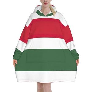 Oversized Vlag Van Hongarije Hoodies Vrouwen Uk Pluizige Deken Hoodie Sherpa Vrouwen Fleece Draagbare Deken Mannen