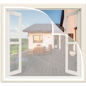 Horrengaas voor ramen 85x115cm Herbruikbare muggenhordeuren voor balkons,kelders,terrassen,wasbaar,Wit