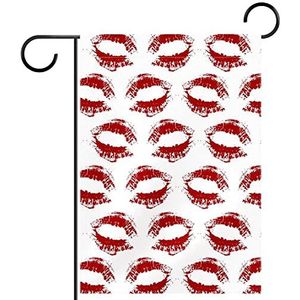 lippen kussen Valentijnsdag Tuinvlag 12x18 inch,Kleine tuinvlaggen dubbelzijdig verticale banner buitendecoratie